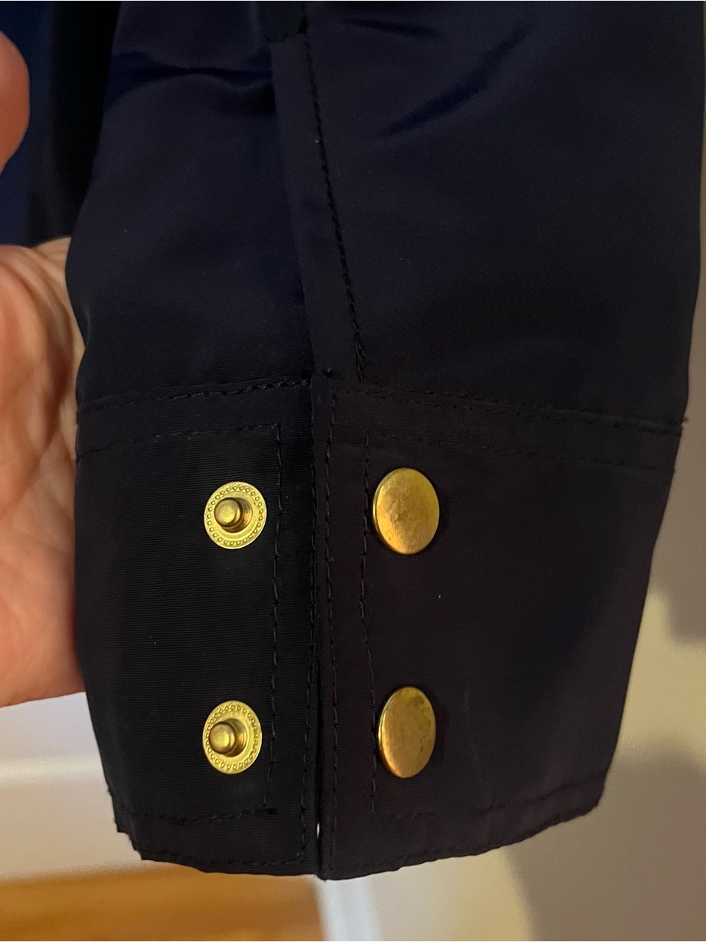 Crown & Ivy Petite Navy Utility Jacket PM Gold Zip Lightweight - Picture 4 of 7